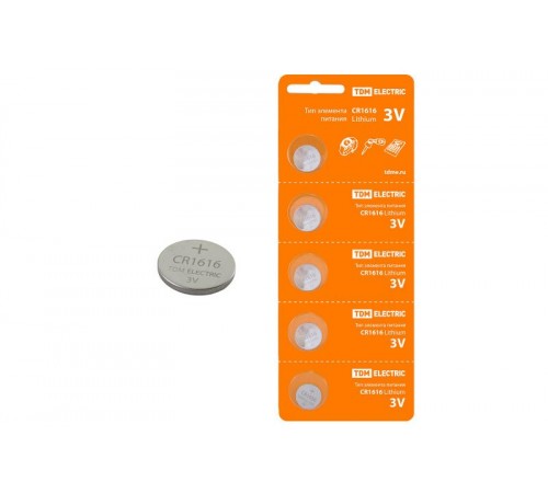 Элемент питания CR1616 Lithium 3V BP-5  SQ1702-0025  TDM