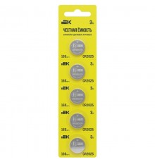 Батарейка дисковая литиевая CR2025 (5шт/отр. блистер)  ABT-CR2025-OP-D05  IEK