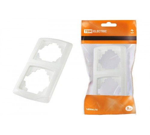 Рамка 2-х постовая вертикальная белая "Онега"   SQ1805-0027  TDM