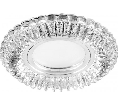 Светильник точечный встраиваемый под лампу, с LED подсветкой CD904 15LED*2835 SMD 4000K, MR16 50W G5.3, прозрачный, хром  28977  FERON