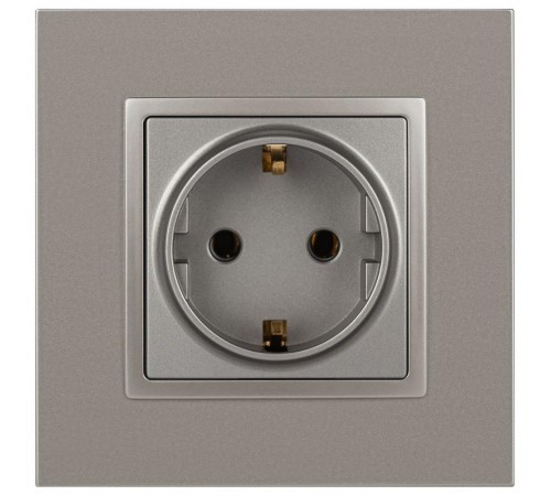 Розетка Elegance 14-2101-16 с заземлением, 16А-250В, титан  Б0065802  ЭРА