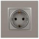 Розетка Elegance 14-2101-16 с заземлением, 16А-250В, титан  Б0065802  ЭРА