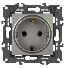 Розетка Elegance 14-2101-16 с заземлением, 16А-250В, титан  Б0065802  ЭРА