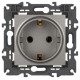 Розетка Elegance 14-2101-16 с заземлением, 16А-250В, титан  Б0065802  ЭРА