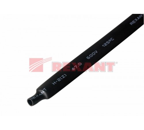 Термоусадочная трубка 7,0/3,5 мм, черная, упаковка 50 шт. по 1 м  20-7006  REXANT