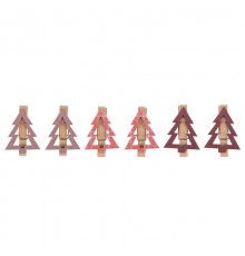 Деревянные прищепки Елочки 14,5x4,5x1,6 cм, 6 шт, розовые  504-032  NEON-NIGHT