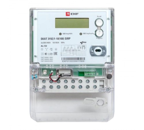 Счётчик электрической энергии трехфазный многотарифный SKAT 315E/1-10(100) SIRP PROxima  31502R  EKF