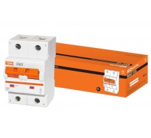 Выключатель автоматический двухполюсный ВА47-125 63А D 15кА  SQ0208-0021  TDM