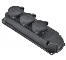Розетка (колодка) 3-ая с защит. кр. IP44 черная  ERK20-016-03-44-K02-G  GENERICA