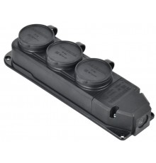 Розетка (колодка) 3-ая с защит. кр. IP44 черная  ERK20-016-03-44-K02-G  GENERICA
