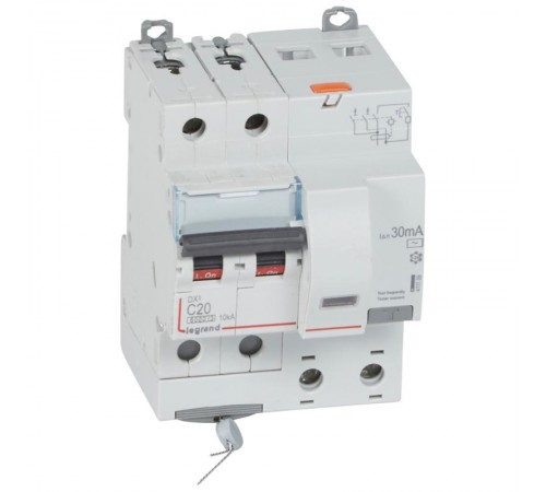Выключатель автоматический дифференциального тока DX3 6000 2п 20А С 30мА тип AС (4 мод)  411159  Legrand