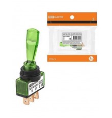 Выключатель-тумблер ASW-13D 1P 12В AC/DC 20А (3c) ON-OFF с фиксацией с зеленой LED подсветкой   SQ0747-0284  TDM