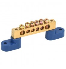 Шина "N" нулевая 8х12 мм на двух угловых синих изоляторах 6 групп  11-2332  REXANT