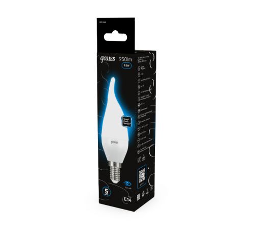 Лампа светодиодная Свеча на ветру 9.5W 950lm 6500K E14 LED 1/10/50  104101310  Gauss