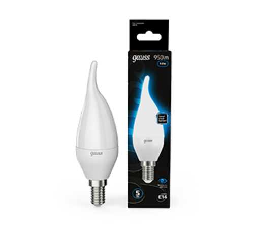 Лампа светодиодная Свеча на ветру 9.5W 950lm 6500K E14 LED 1/10/50  104101310  Gauss