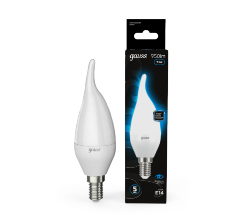 Лампа светодиодная Свеча на ветру 9.5W 950lm 6500K E14 LED 1/10/50  104101310  Gauss