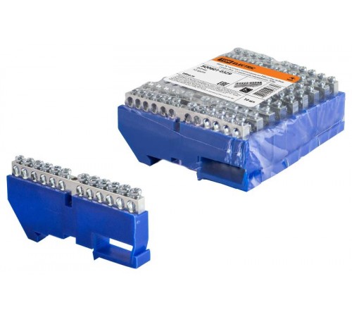 Шина "N" нулевая с изолятором на DIN-рейку 6x9мм стойка бол. 12 групп никелированная  SQ0801-0329  TDM