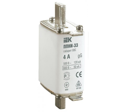 Плавкая вставка предохранителя ППНИ-33, габарит 00С,   4А     DPP11-004  IEK