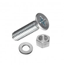 Винт DIN965 с потайной головкой оцинк. M5х20 + гайка + шайба (12 шт) - пакет Tec ( 0,05 кг)  114062  Tech-KREP