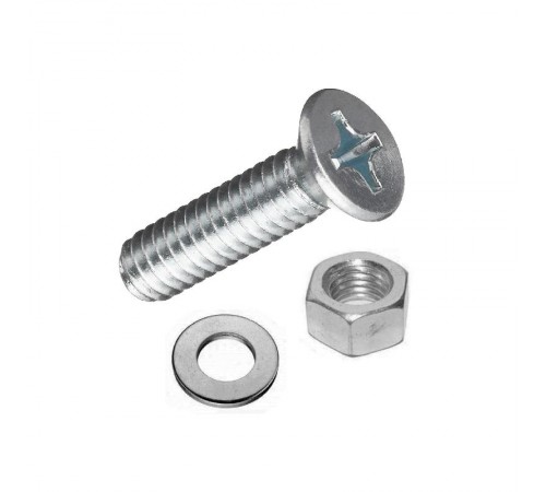 Винт DIN965 с потайной головкой оцинк. M5х20 + гайка + шайба (12 шт) - пакет Tec ( 0,05 кг)  114062  Tech-KREP