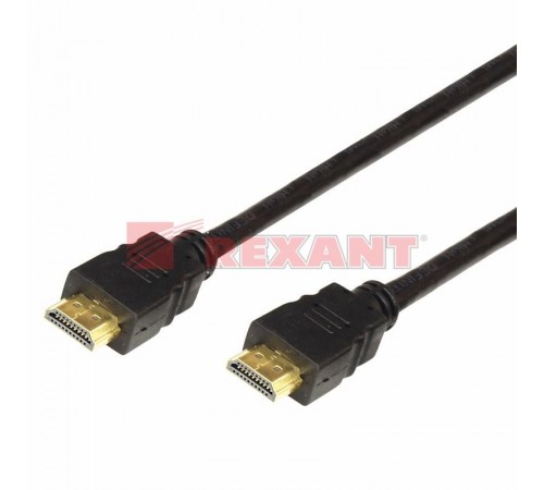 Шнур HDMI - HDMI с фильтрами, длина 5 метров (GOLD) (PVC пакет)  17-6206  REXANT