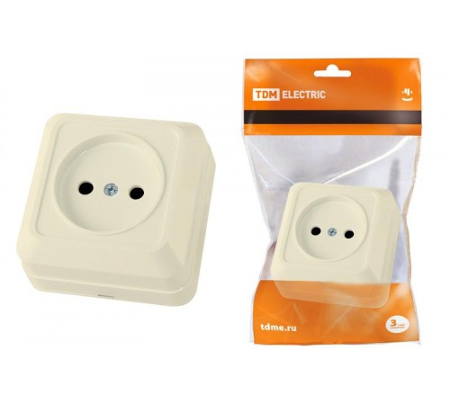 Розетка 2П открытой установки IP20 10А, сл. кость "Ладога"   SQ1801-0014  TDM