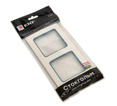 Стокгольм Рамка 2-местная белая с линией цвета синий EKF PROxima  EXM-G-305-30  EKF