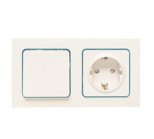 Стокгольм Рамка 2-местная белая с линией цвета синий EKF PROxima  EXM-G-305-30  EKF