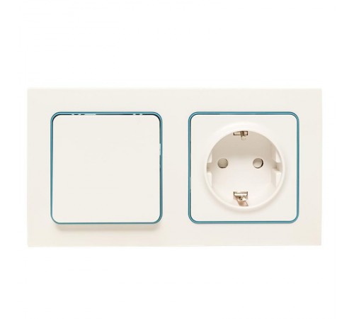 Стокгольм Рамка 2-местная белая с линией цвета синий EKF PROxima  EXM-G-305-30  EKF