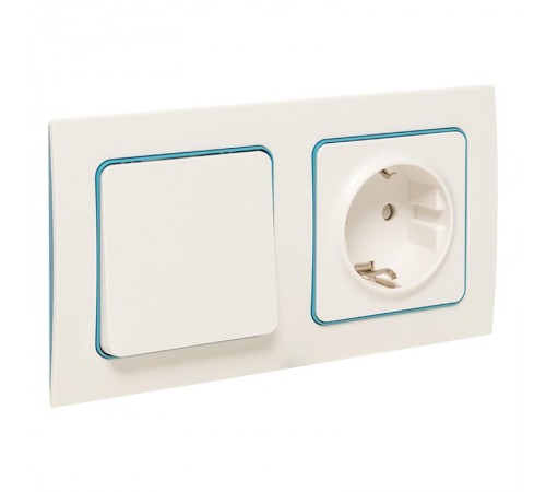 Стокгольм Рамка 2-местная белая с линией цвета синий EKF PROxima  EXM-G-305-30  EKF