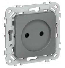 FLITE Розетка без заземления без шторок 10А РС01-0-ФлМА мокрый асфальт  FI-R10-10-K80  IEK