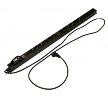 SHE-12SH-4IEC-BF-2.5EU Блок розеток, 12 розеток Schuko, 4 розетки IEC320 C13,  250В, 950x44.4x44.4мм (ДхШхВ), корпус сталь, черн. 396985  Hyperline