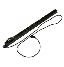 SHE-12SH-4IEC-BF-2.5EU Блок розеток, 12 розеток Schuko, 4 розетки IEC320 C13,  250В, 950x44.4x44.4мм (ДхШхВ), корпус сталь, черн. 396985  Hyperline