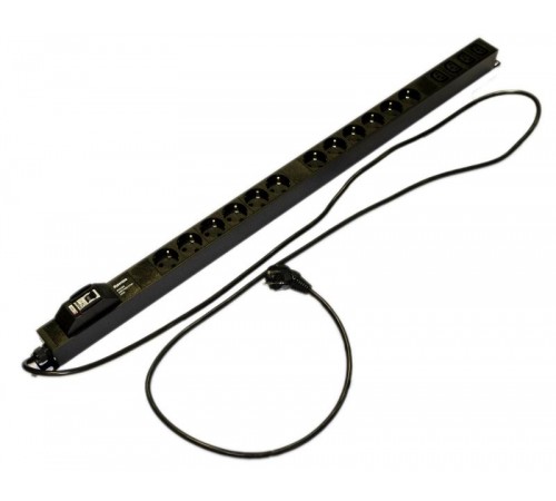 SHE-12SH-4IEC-BF-2.5EU Блок розеток, 12 розеток Schuko, 4 розетки IEC320 C13,  250В, 950x44.4x44.4мм (ДхШхВ), корпус сталь, черн. 396985  Hyperline