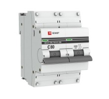 Выключатель автоматический двухполюсный ВА 47-100 80А C 10кА PROxima  mcb47100-2-80C-pro  EKF