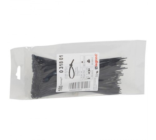 Монтажный хомут Colring - ширина 2.4 мм - длина 140 мм - пакет 100 шт - чёрный  031801  Legrand