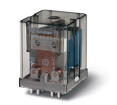 Силовое электромеханическое реле; монтаж на печатную плату, раздвоенные выводы; 1NO+1NC 20A; контакты AgCdO; катушка 240В AC  656182400000  Finder