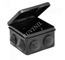 Коробка распределительная для о/п, 80х80х50мм (откид.крышка) черная HF, стойкая к УФ  67040МЧ  Рувинил