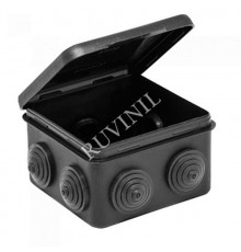 Коробка распределительная для о/п, 80х80х50мм (откид.крышка) черная HF, стойкая к УФ  67040МЧ  Рувинил