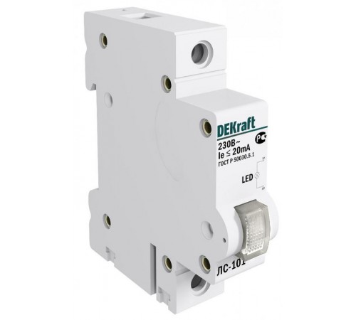 Лампа сигнальная на DIN-рейку 1P цвет белый LED Л  18010DEK  DEKraft