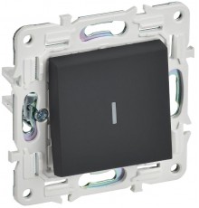 SKANDY Выключатель 1-клавишный проходной с индикацией 10А SK-V08G графит  SK-V12-1-10-K53  IEK