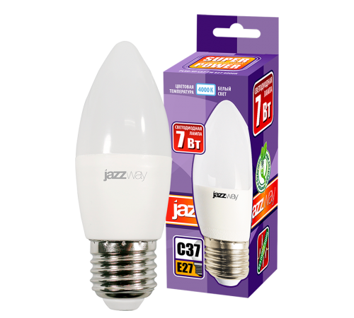 Лампа светодиодная PLED- SP C37 7w E27 4000K 230/50  .5018914  Jazzway