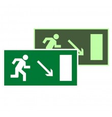 Знак эвакуационный E 07 "Направление к эвакуационному выходу направо вниз" 150x300 мм  an-e-07-f  EKF