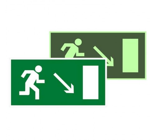 Знак эвакуационный E 07 "Направление к эвакуационному выходу направо вниз" 150x300 мм  an-e-07-f  EKF