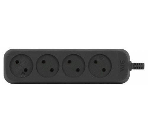 Колодка ЭРА KX-4-B 4 розетки без зазeмления черная   Б0061705  ЭРА