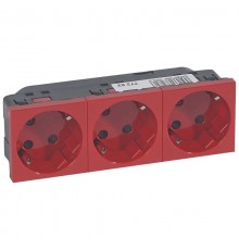 Розетка Mosaic 3Х2К+З нем.ст. с отверстиями под 45 град. с блокировкой  077282  Legrand