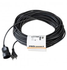 Удлинитель-шнур ПВС 2х0.75, 30 м, б/з, 6 А, 1300 Вт, IP20, черный (Сделано в России)  11-7116  PROconnect