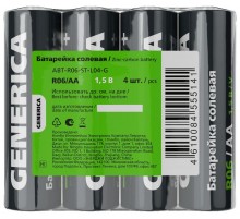 Батарейка солевая R06/AA (4шт/пленка)  ABT-R06-ST-L04-G  GENERICA