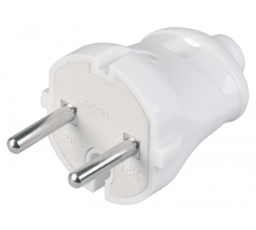 ВПп20-01-Ст Вилка разборная прямая без з/к 6А белая  EVP20-06-01-K01  IEK