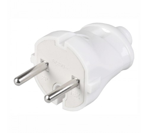 ВПп20-01-Ст Вилка разборная прямая без з/к 6А белая  EVP20-06-01-K01  IEK